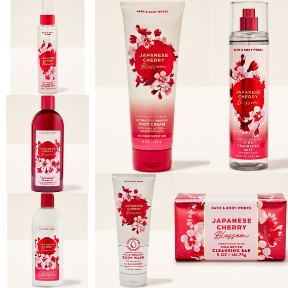 Bath & Body Works Japanese Cherry Blossom 7 Piece Body Care Collection Set NEW